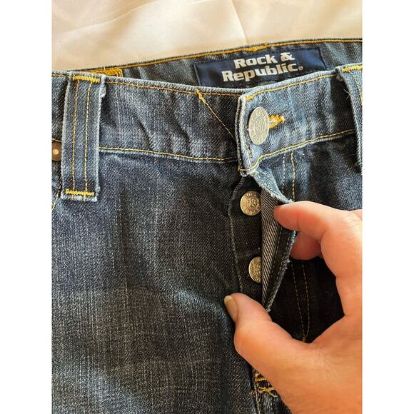 Rock & Republic Womens Henlee Jeans 38 (37.5) Medium Wash Button Fly Flaw - Picture 3 of 16